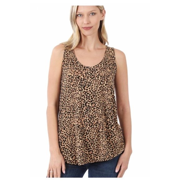 Camel Leopard Print Tank Top - Picture 3 of 4